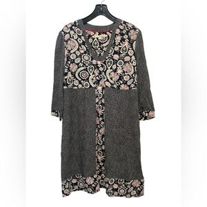 Boden Mollie Patchwork Dress Black Polka Dot Paisley Shift Dress Womens US 10L